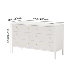 Modern Bedroom Set with Built-In Charging Station and Fluted Design Dimensions