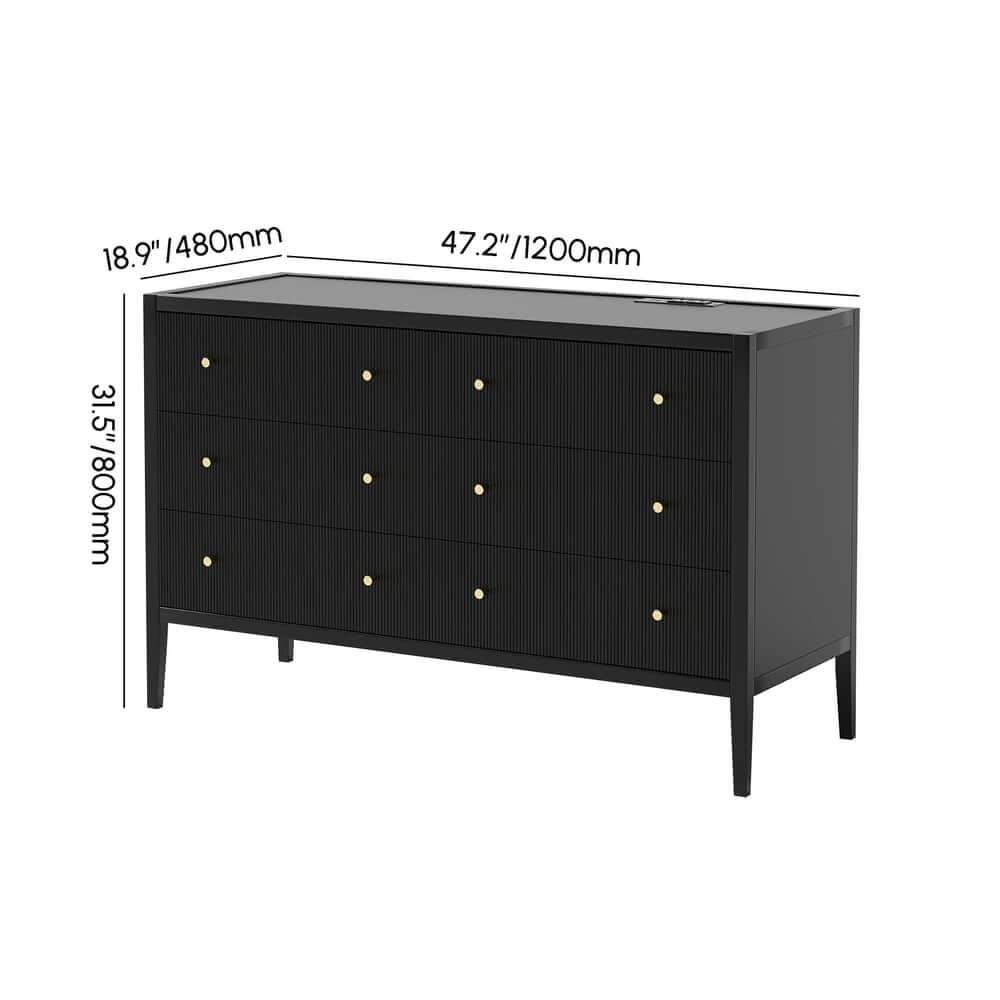 Modern Bedroom Set with Built-In Charging Station and Fluted Design Dimensions