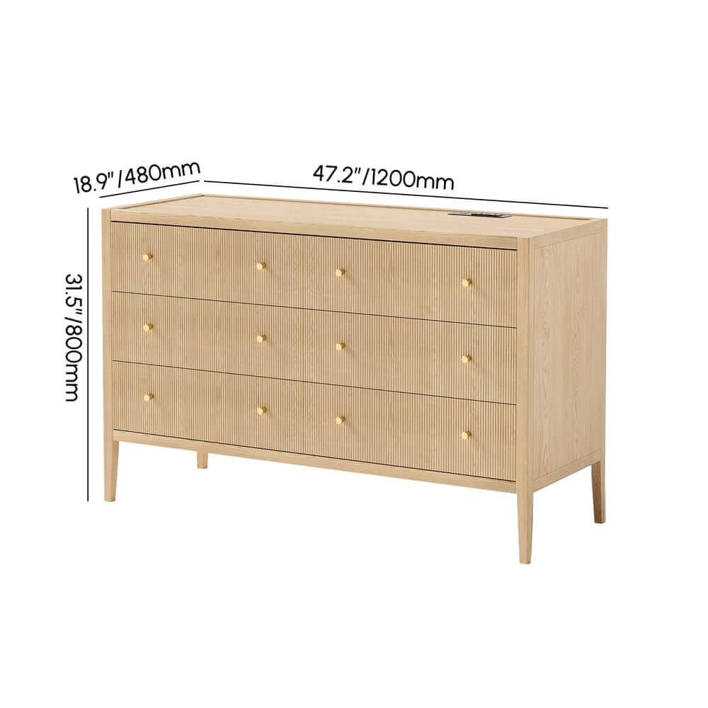 Modern Bedroom Set with Built-In Charging Station and Fluted Design Dimensions