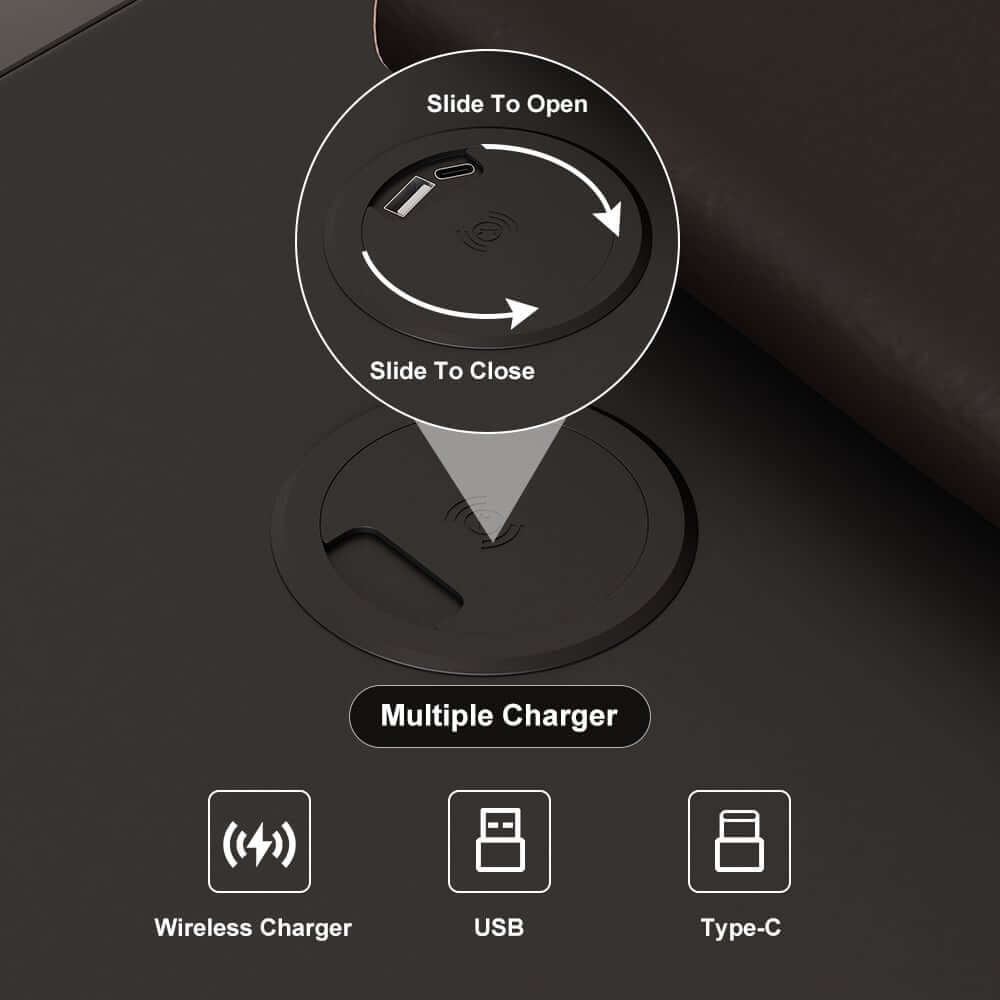 Modern Bedroom Set with Wireless Charging Nightstands