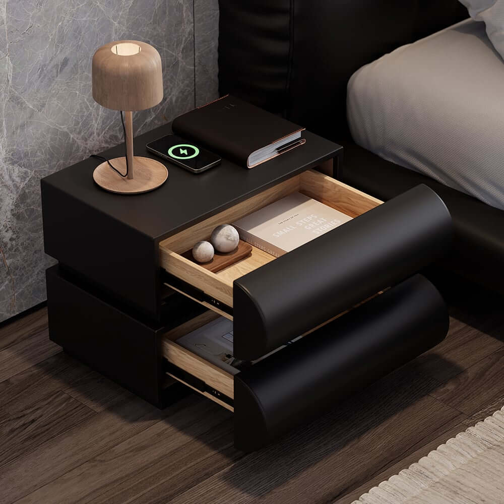 Modern Bedroom Set with Wireless Charging Nightstands