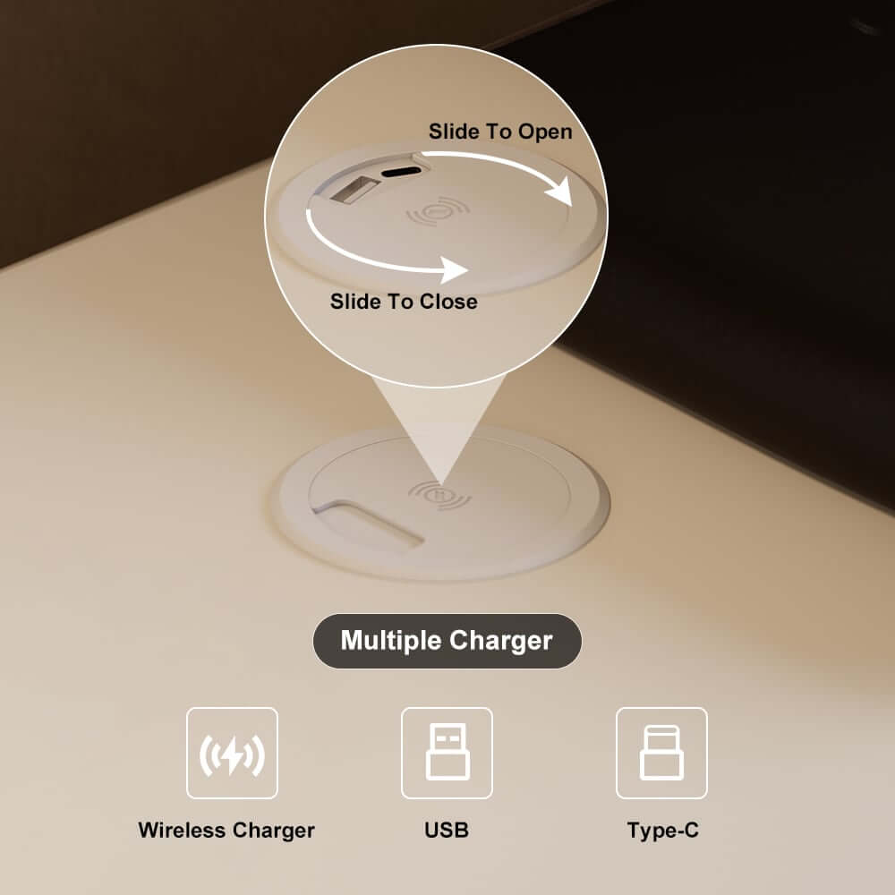 Modern Bedroom Set with Wireless Charging Nightstands