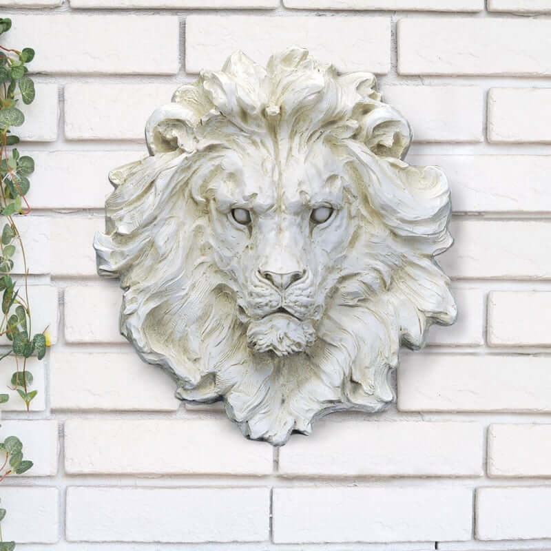 Modern Beige Abstract Lion Head Sculpture for Outdoor Walls