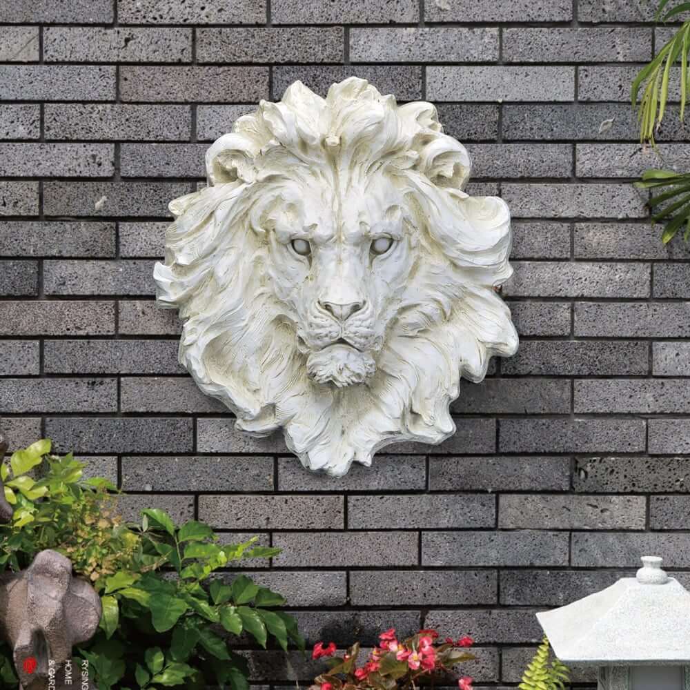 Modern Beige Abstract Lion Head Sculpture for Outdoor Walls Main Product Image