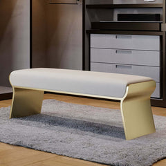 Modern Beige Bedroom Bench with Gold Stainless Steel Legs