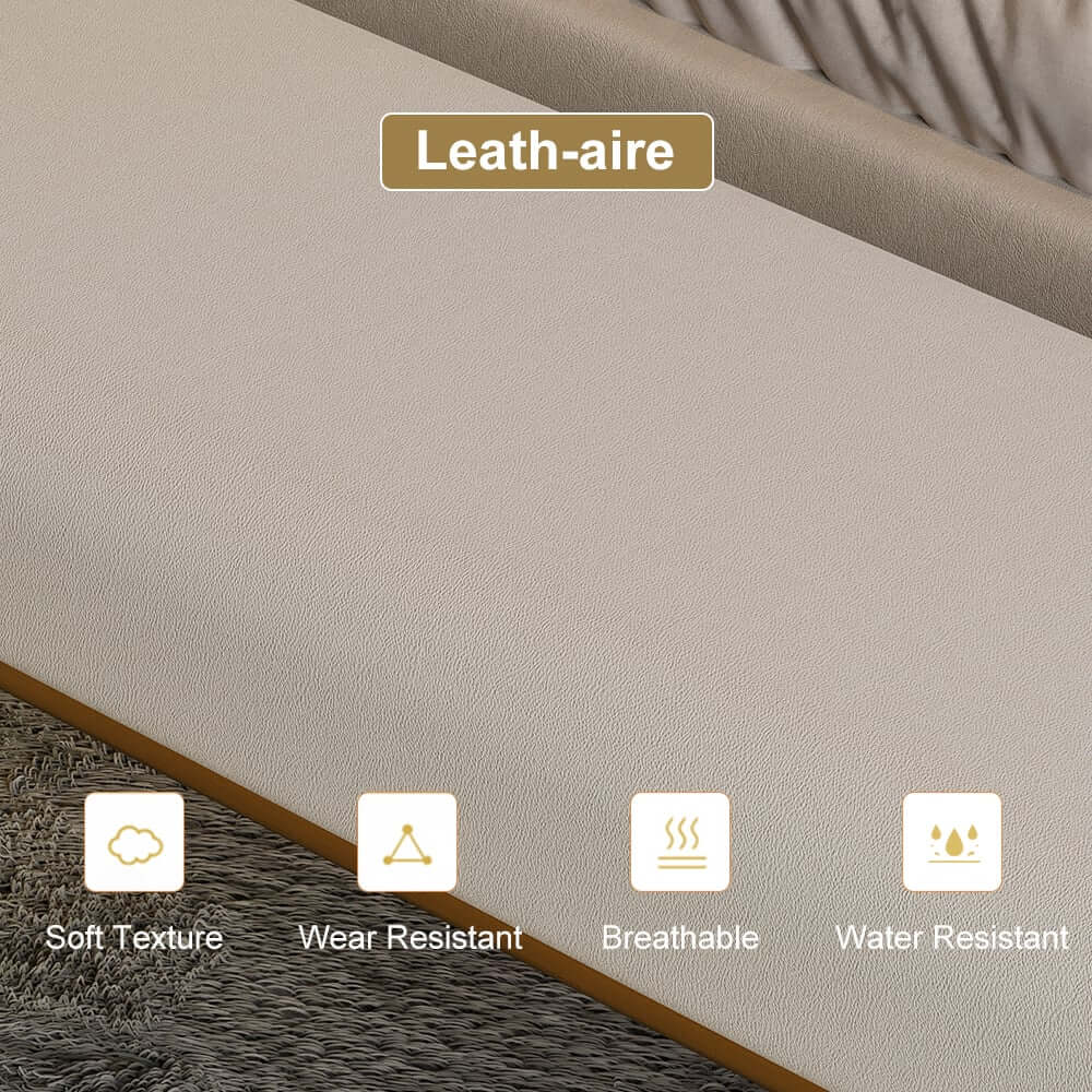 Modern Beige Bedroom Bench with Gold Stainless Steel Legs
