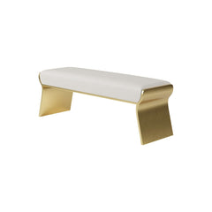 Modern Beige Bedroom Bench with Gold Stainless Steel Legs