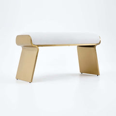 Modern Beige Bedroom Bench with Gold Stainless Steel Legs