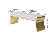 Modern Beige Bedroom Bench with Gold Stainless Steel Legs Dimensions
