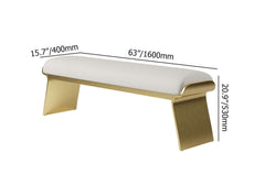 Modern Beige Bedroom Bench with Gold Stainless Steel Legs Dimensions