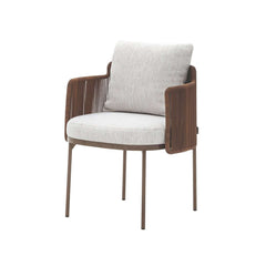 Modern Beige & Brown Rattan Arm Chair Set for Outdoor Dining