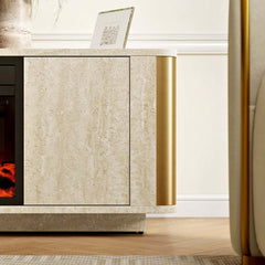 Modern Beige Electric Fireplace TV Stand 70-79"