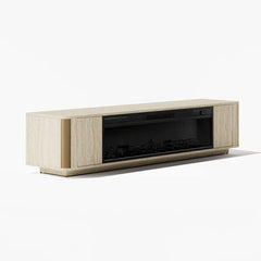 Modern Beige Electric Fireplace TV Stand 70-79"