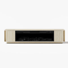 Modern Beige Electric Fireplace TV Stand 70-79"