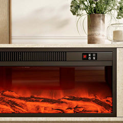 Modern Beige Electric Fireplace TV Stand 70-79"