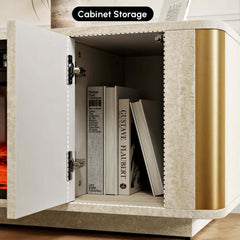 Modern Beige Electric Fireplace TV Stand 70-79"