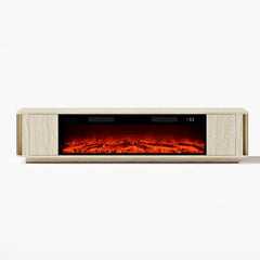 Modern Beige Electric Fireplace TV Stand 70-79"