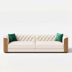 Modern Beige Faux Leather Sectional Sofa Set - 3 Pieces