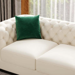 Modern Beige Faux Leather Sectional Sofa Set - 3 Pieces