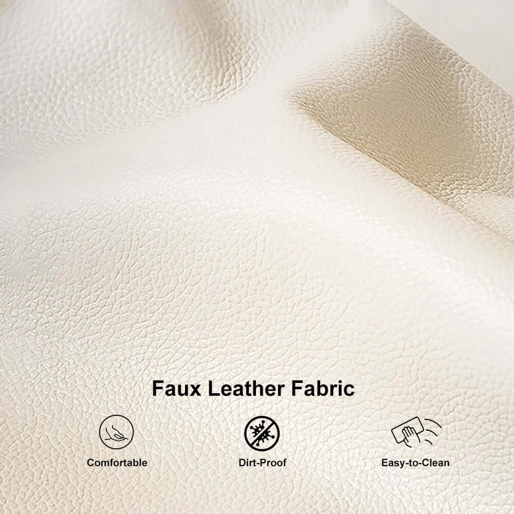 Modern Beige Faux Leather Sectional Sofa Set - 3 Pieces