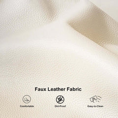 Modern Beige Faux Leather Sectional Sofa Set - 3 Pieces