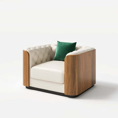 Modern Beige Faux Leather Sectional Sofa Set - 3 Pieces