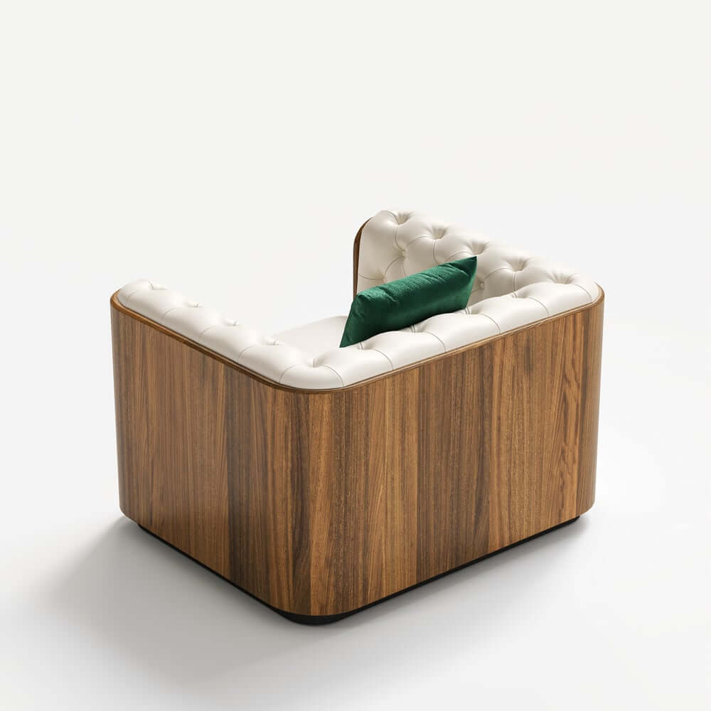 Modern Beige Faux Leather Sectional Sofa Set - 3 Pieces