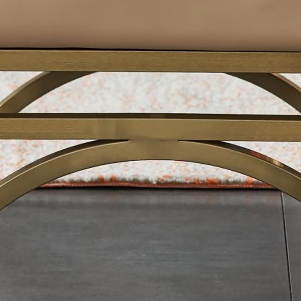 Modern Beige Leather Backless Stool with Gold Metal Base