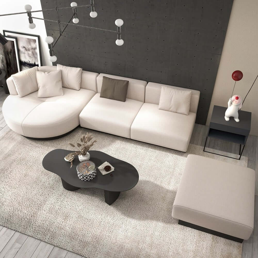 Modern Beige Linen Modular Sectional Sofa, Seats 6