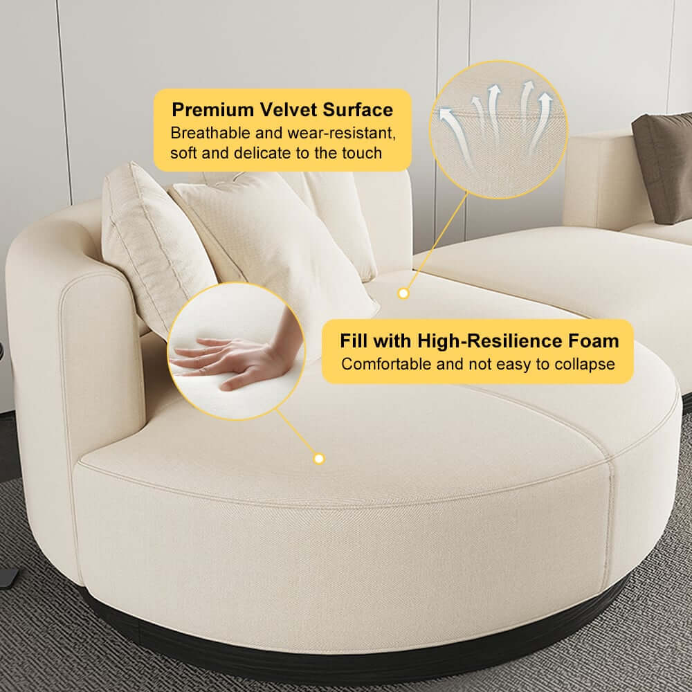 Modern Beige Linen Modular Sectional Sofa, Seats 6