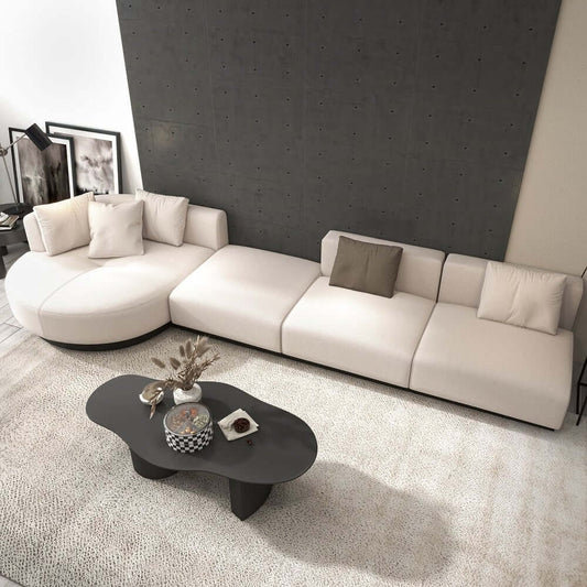 Modern Beige Linen Modular Sectional Sofa, Seats 6