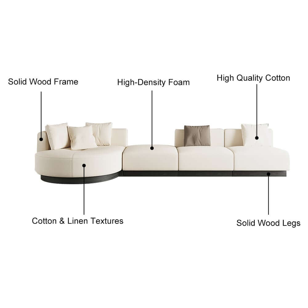 Modern Beige Linen Modular Sectional Sofa, Seats 6