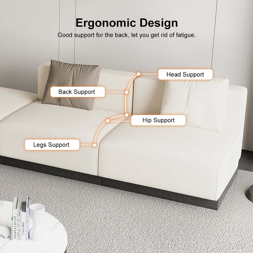 Modern Beige Linen Modular Sectional Sofa, Seats 6