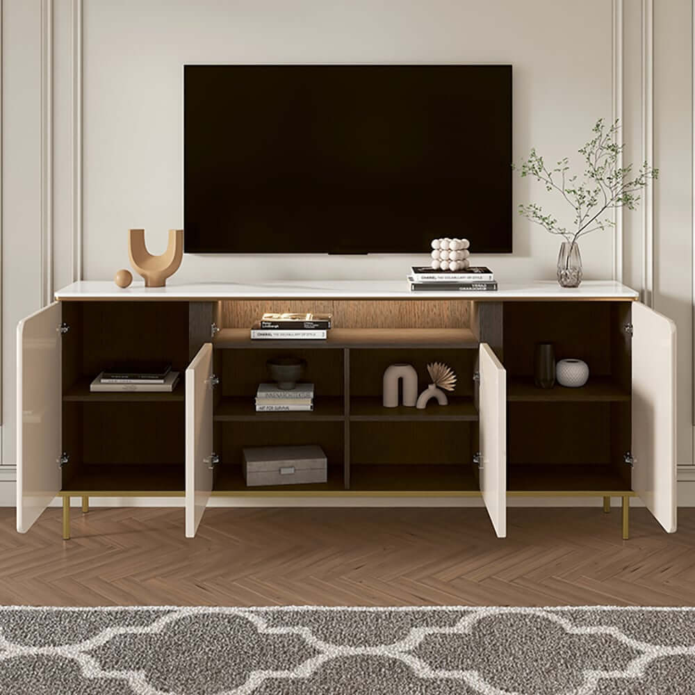 Modern Beige MDF TV Stand For 60-69 Inch TVs