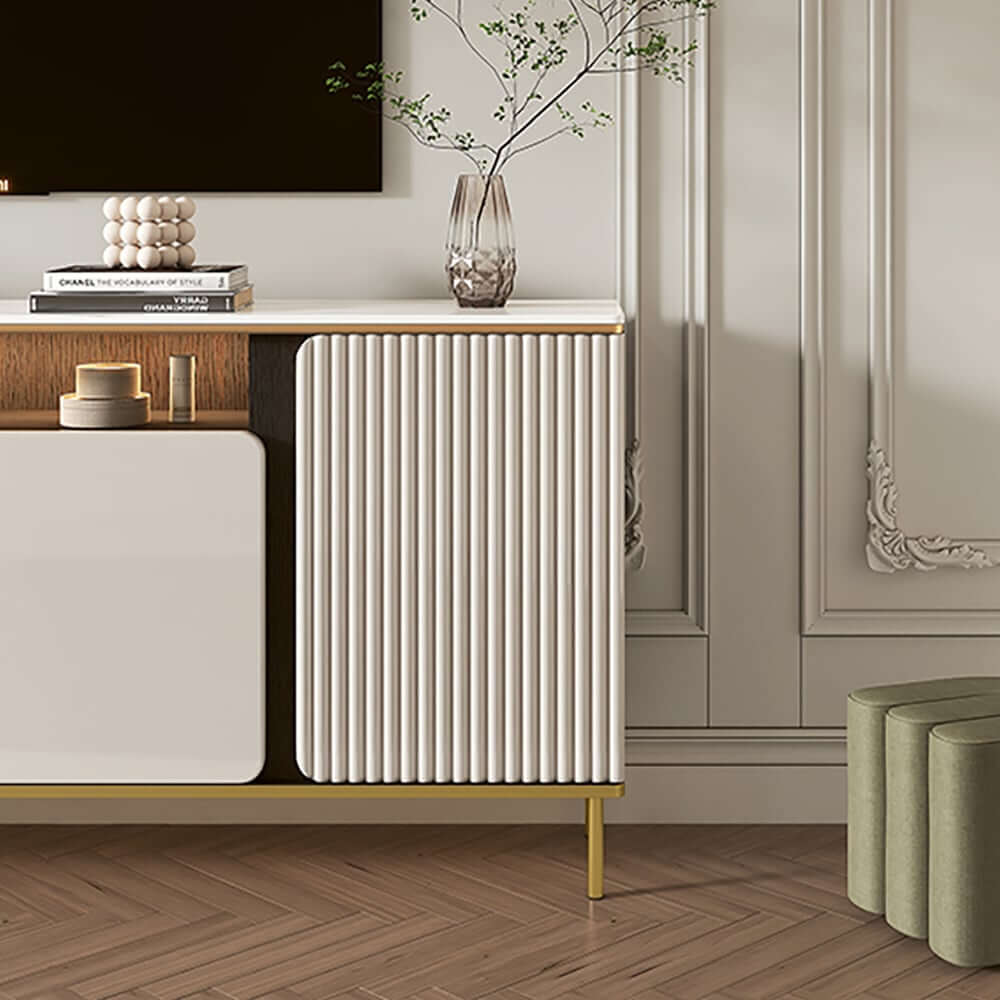 Modern Beige MDF TV Stand For 60-69 Inch TVs