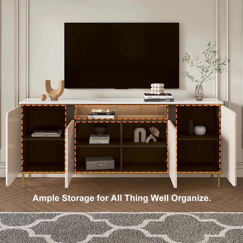 Modern Beige MDF TV Stand For 60-69 Inch TVs