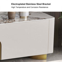 Modern Beige Sintered Stone Coffee Table With Storage