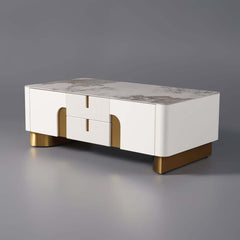 Modern Beige Sintered Stone Coffee Table With Storage
