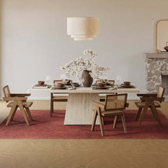 Modern Beige Sintered Stone Rectangle Dining Table Set