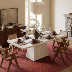 Modern Beige Sintered Stone Rectangle Dining Table Set