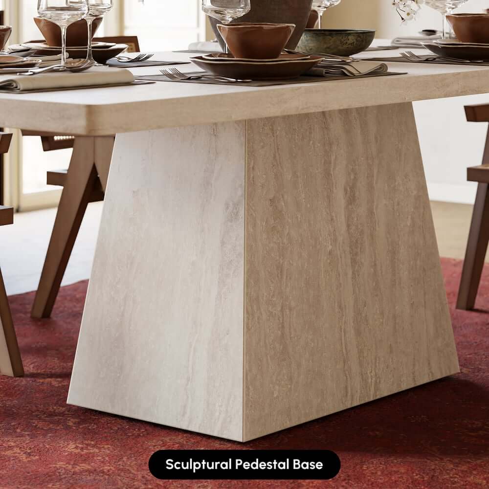 Modern Beige Sintered Stone Rectangle Dining Table Set