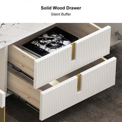 Modern Beige Sintered Stone TV Stand with Gold Base