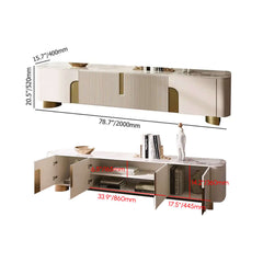 Modern Beige Sintered Stone TV Stand with Gold Base Dimensions