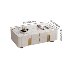 Modern Beige Sintered Stone TV Stand with Gold Base Dimensions