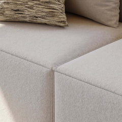 Modern Beige Velvet Modular Sectional Sofa with Square Arms