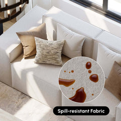 Modern Beige Velvet Modular Sectional Sofa with Square Arms