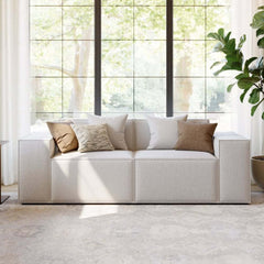 Modern Beige Velvet Modular Sectional Sofa with Square Arms Main Product Image