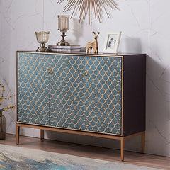 Modern Birch Sideboard Cabinet With Gold Scale Finish