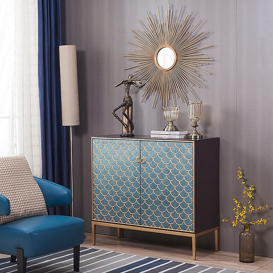 Modern Birch Sideboard Cabinet With Gold Scale Finish