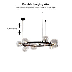 Modern Black 24-Light Bubble Chandelier with Clear Glass Shades